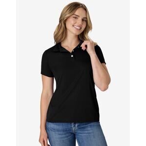Hanes Black Short Sleeve Collared Cooldri Polo Shirt Womens Size Medium NEW